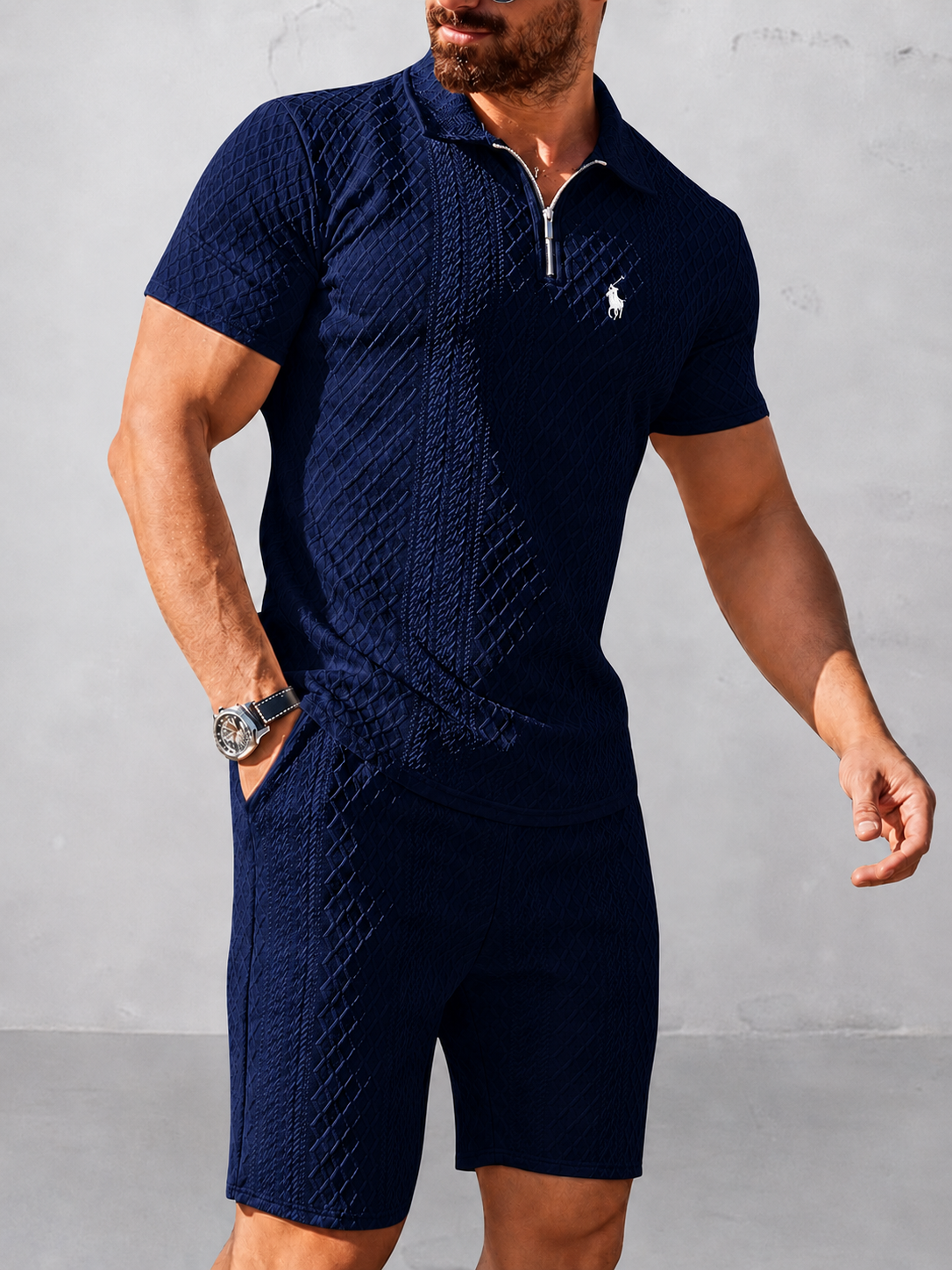 Everyday Jacquard Comfort Polo and Shorts