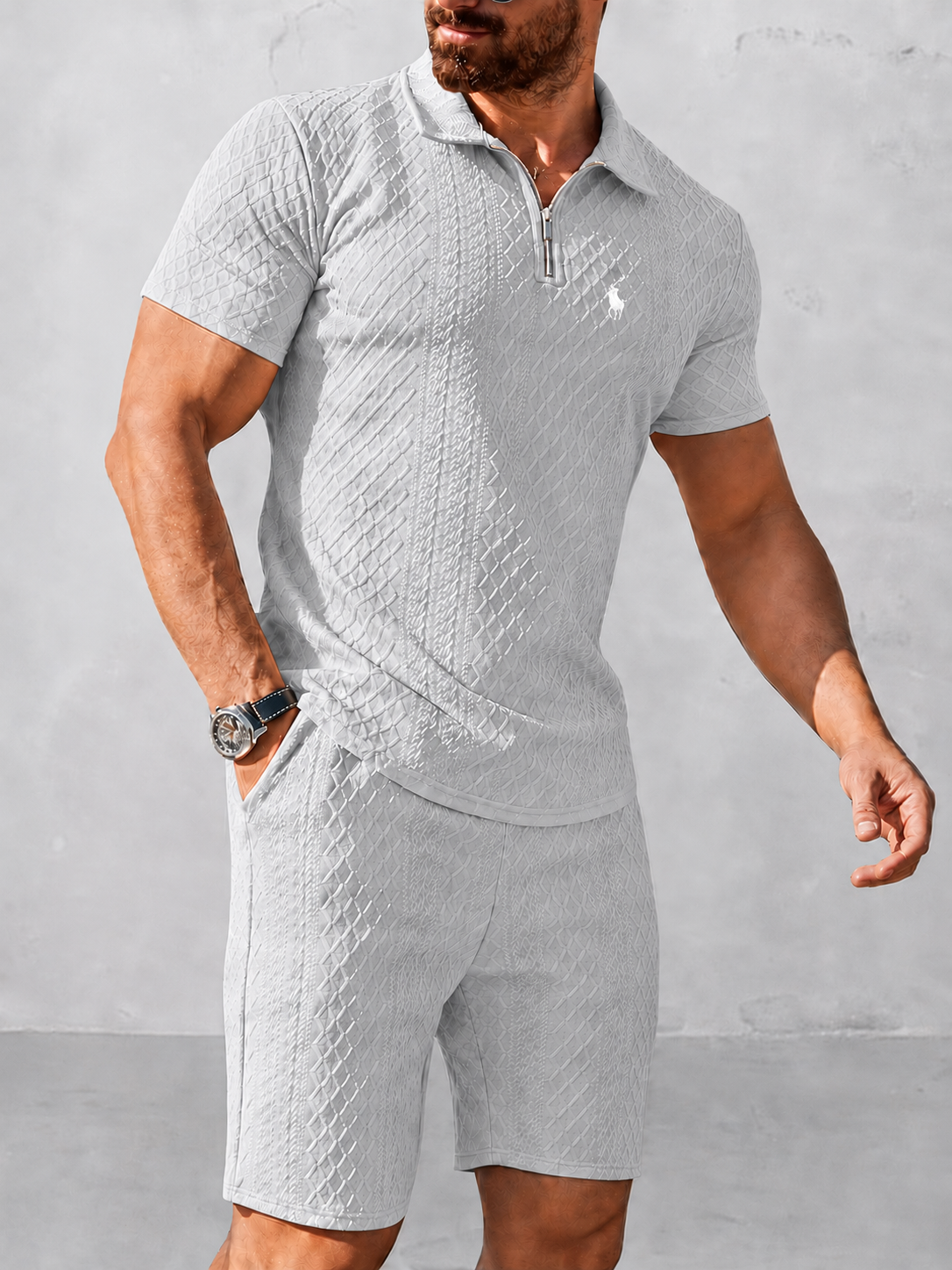 Everyday Jacquard Comfort Polo and Shorts