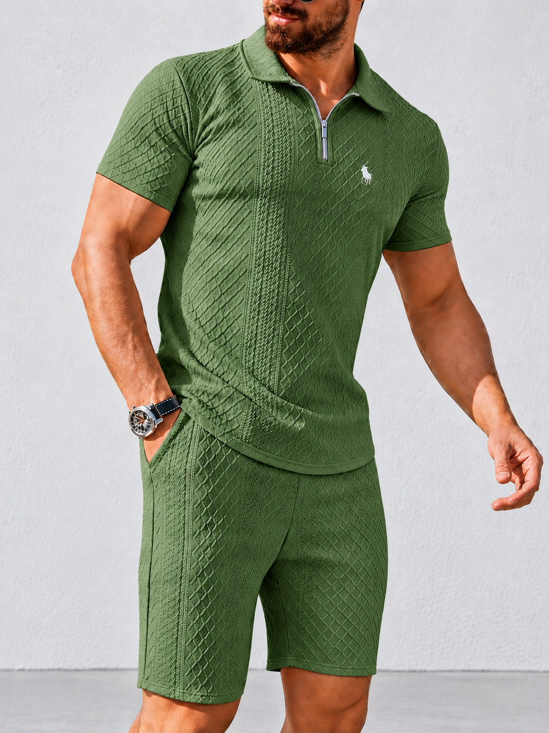 Everyday Jacquard Comfort Polo and Shorts