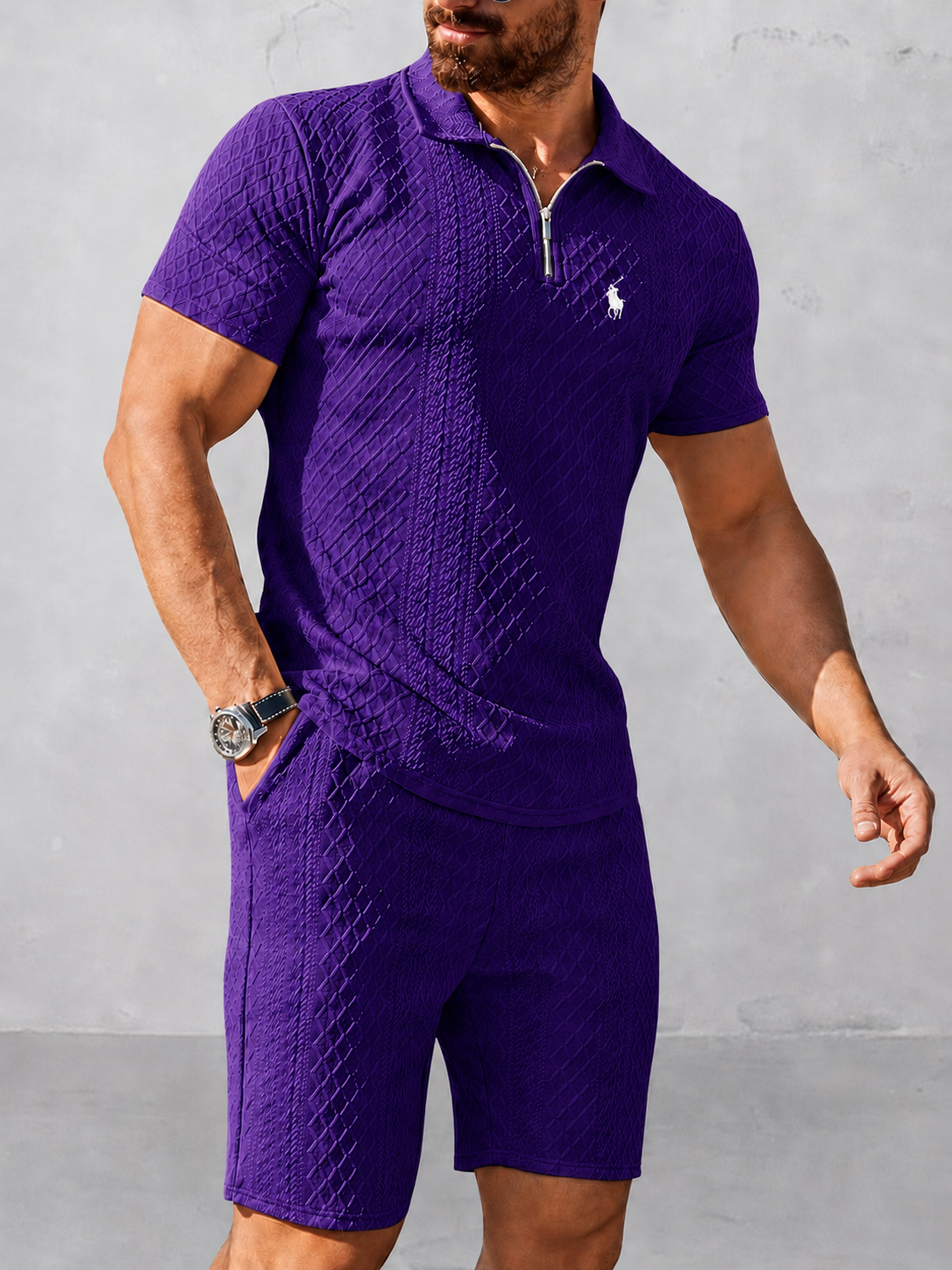 Everyday Jacquard Comfort Polo and Shorts