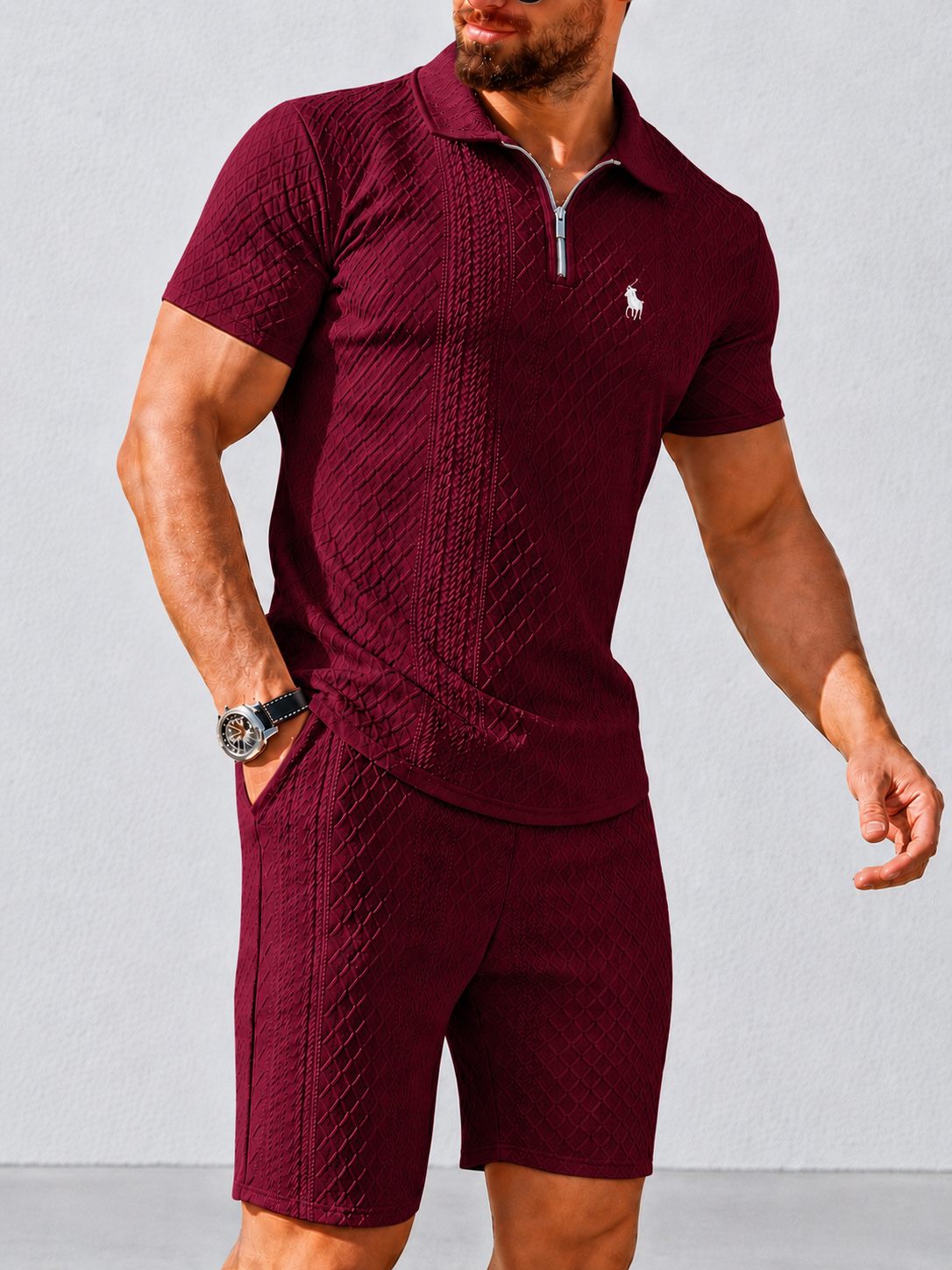 Everyday Jacquard Comfort Polo and Shorts