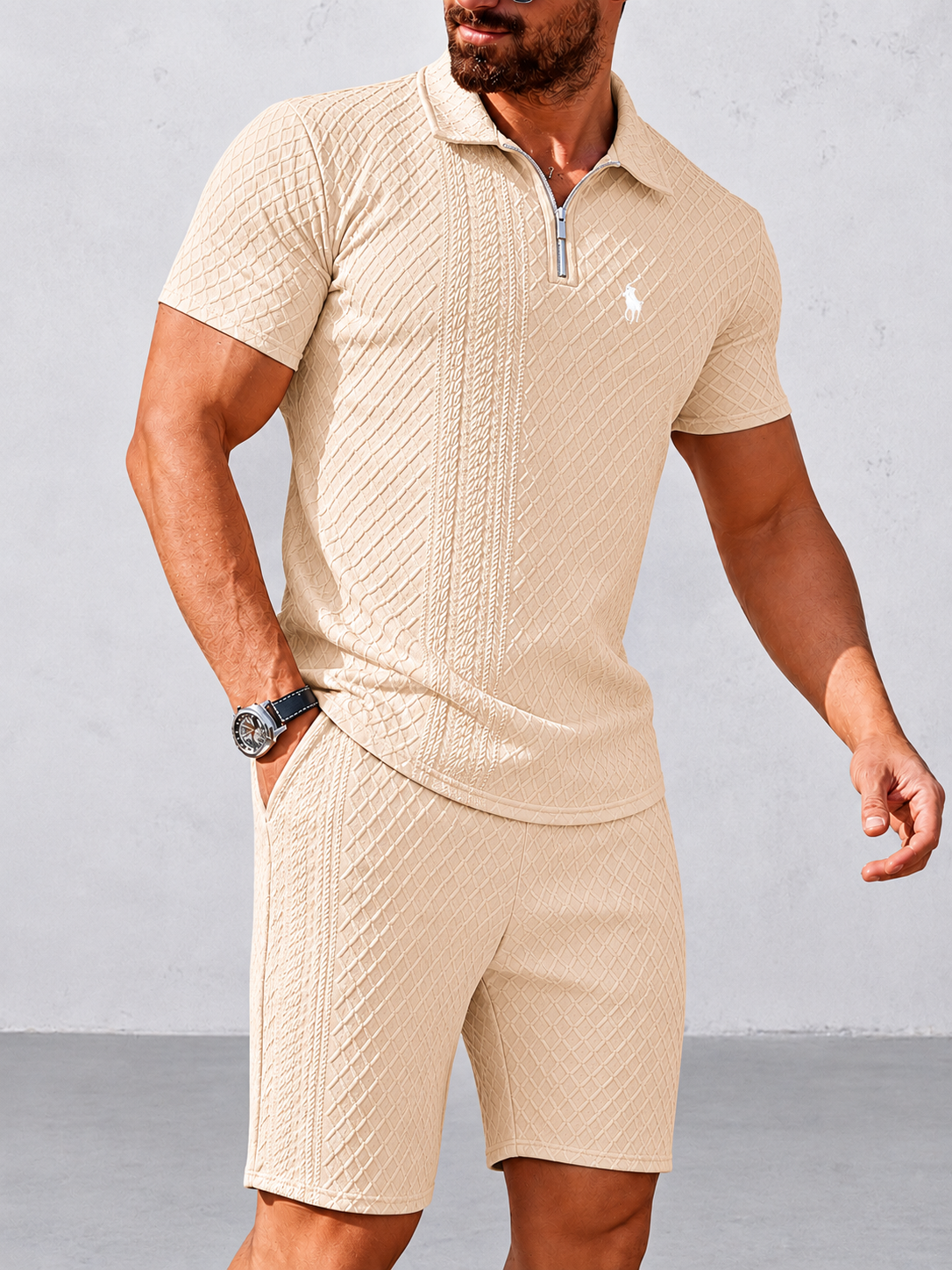 Everyday Jacquard Comfort Polo and Shorts
