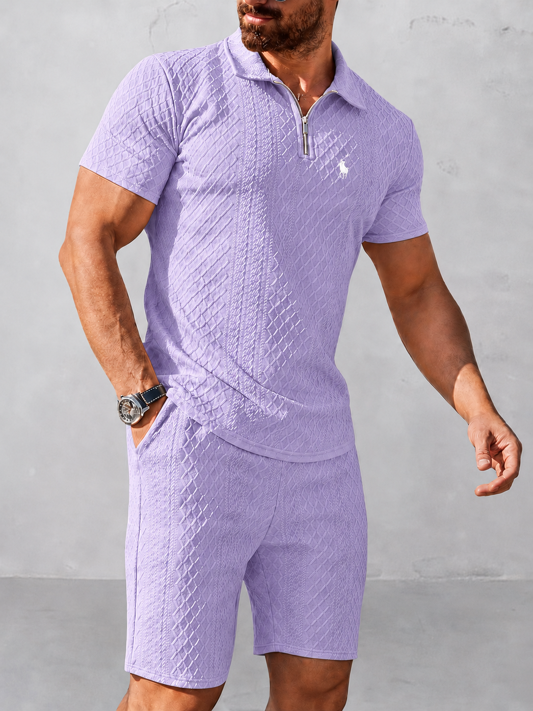 Everyday Jacquard Comfort Polo and Shorts