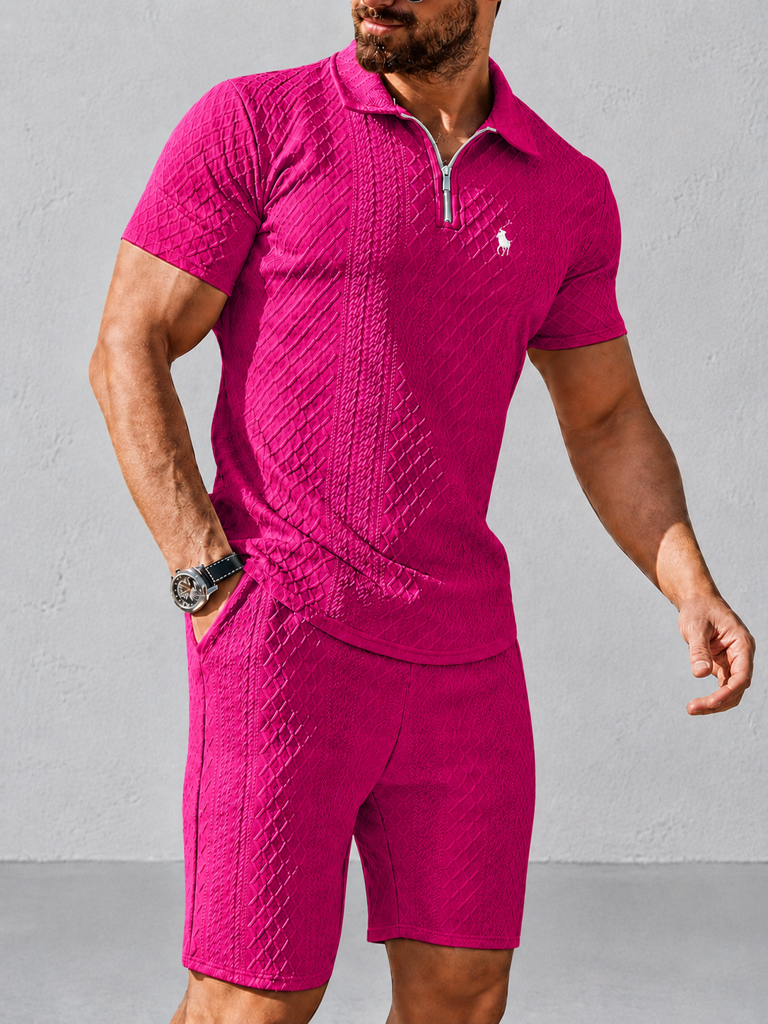 Everyday Jacquard Comfort Polo and Shorts