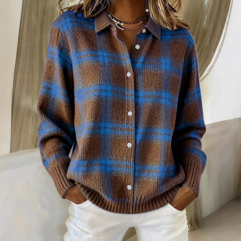 Cozy Plaid Button Cardigan