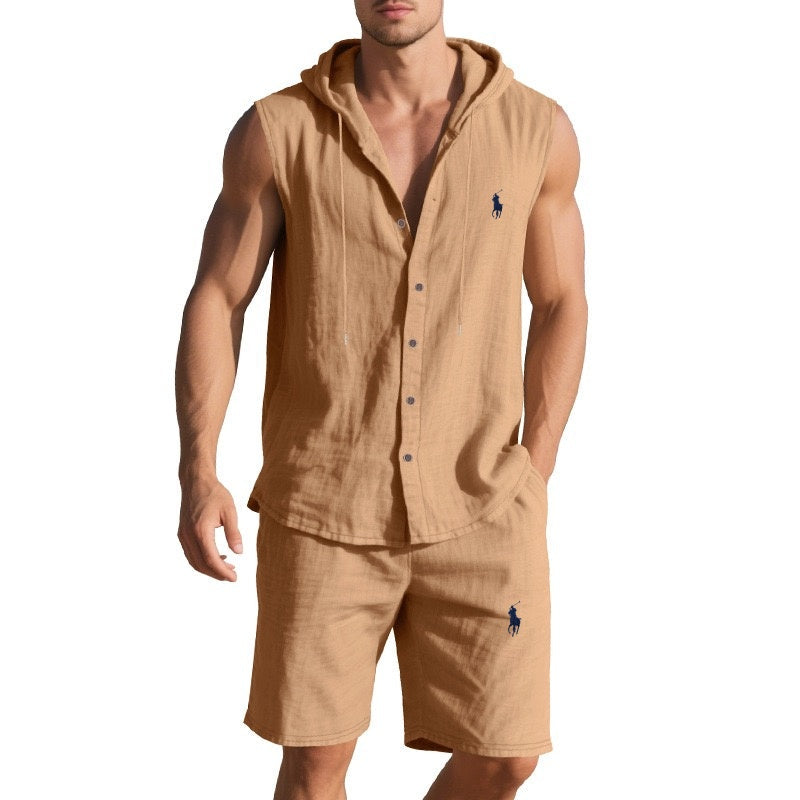 Breeze Linen Sleeveless Hoodie Set