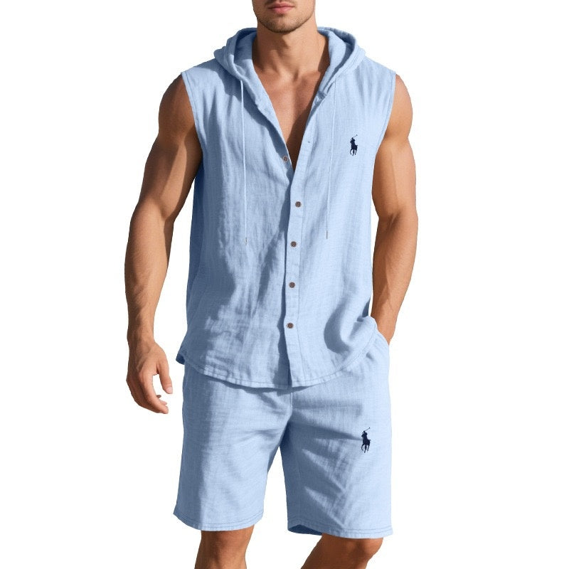 Breeze Linen Sleeveless Hoodie Set