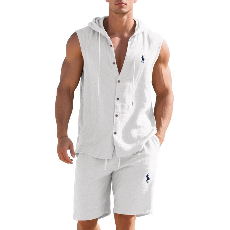 Breeze Linen Sleeveless Hoodie Set