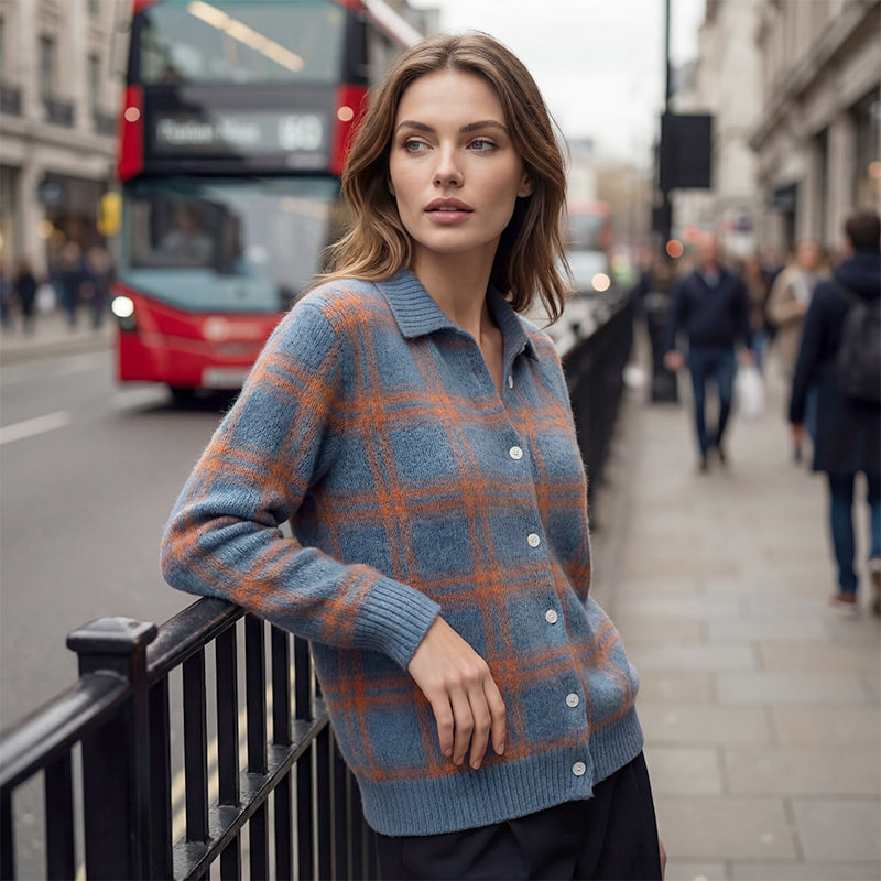 Cozy Plaid Button Cardigan